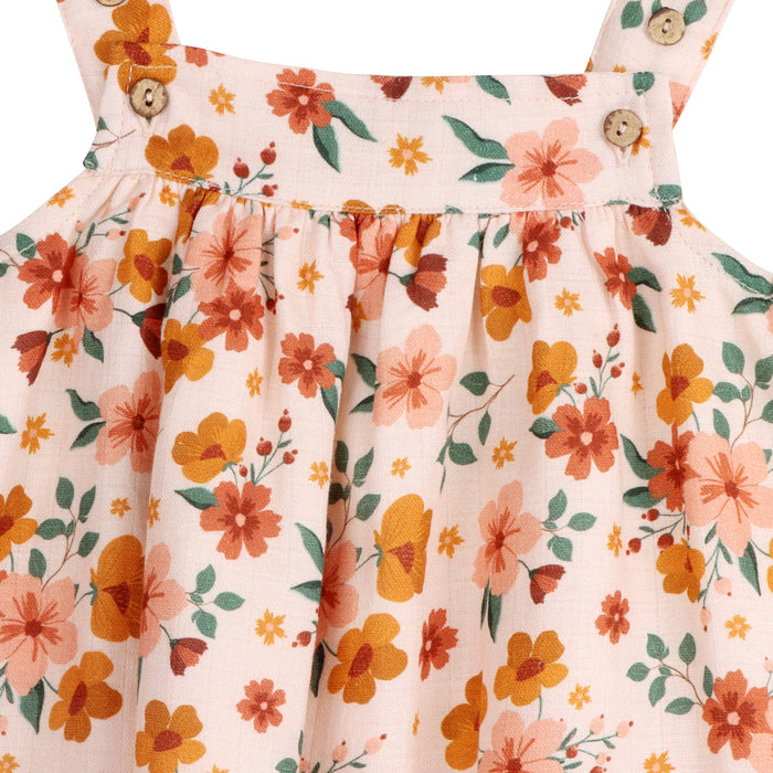 Summer Floral Baby Girl Dress + Bloomer (Organic Muslin)