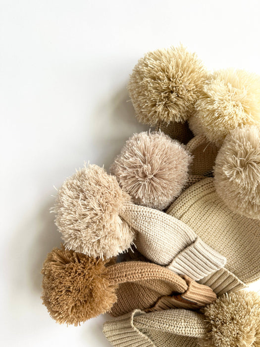 Cotton Knit Pom Beanie