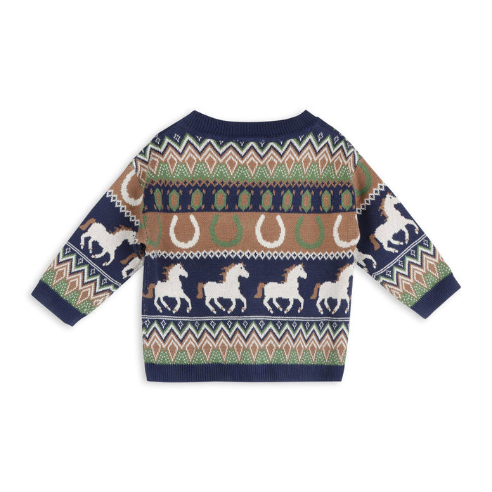 Western Jacquard Knit Baby Cardigan (Organic Cotton)