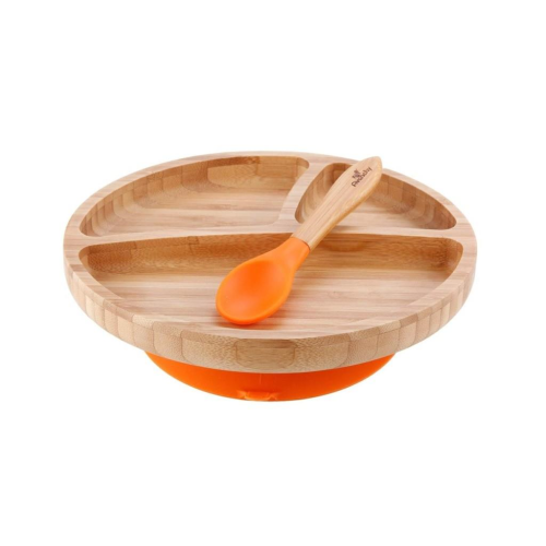 Avanchy Organic Bamboo Suction Toddler Plate + Spoon