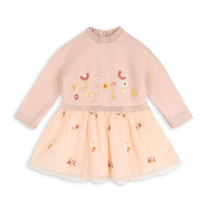 Floral Embroidery Knit Baby Tutu Dress (Organic Cotton)