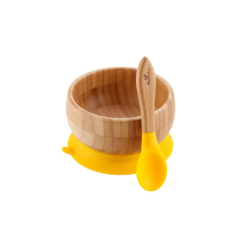 Avanchy Organic Bamboo Suction Baby Bowl + Spoon