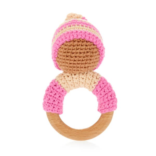 Pebble Organic Pixie Wooden Teether Ring Rattle