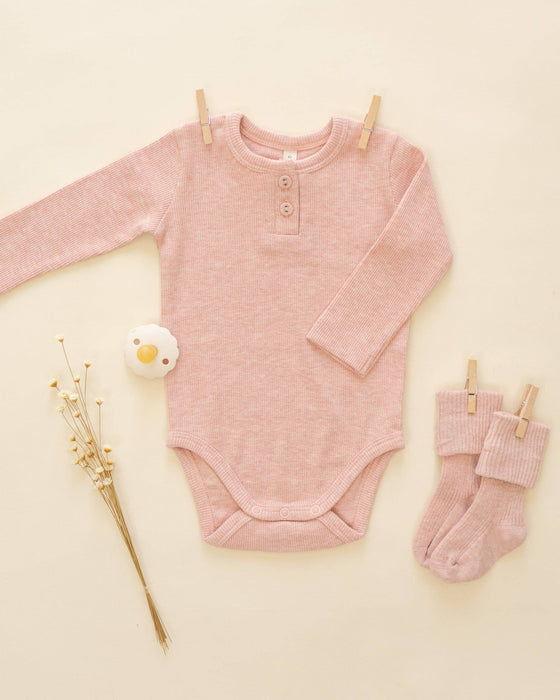 Quincy Mae Melange Socks Oatmeal, Rose