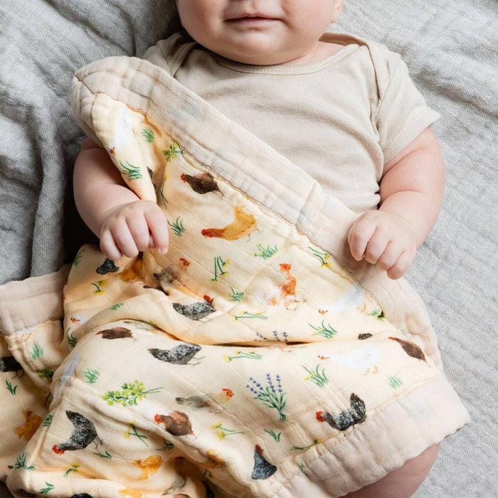 Chicken Meadows Baby Lovey Muslin Blanket