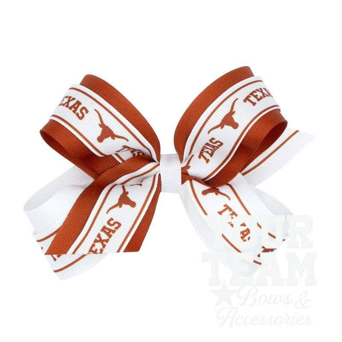 Large University of Texas Logo Ribbon Underlay Hair Bow