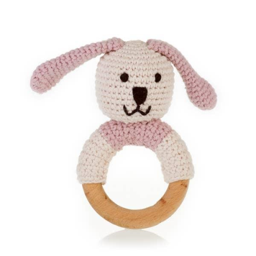 Pebble Organic Wooden Teething Ring Bunny