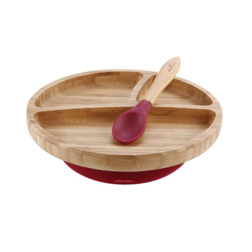 Avanchy Organic Bamboo Suction Toddler Plate + Spoon