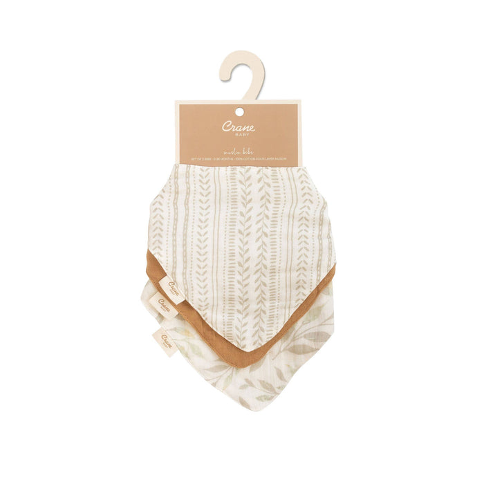 Willow Leaf Muslin Cotton Bandana Baby Bib (3 Pack)