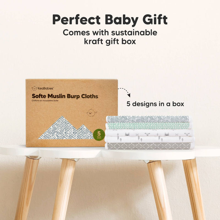KeaBabies 5-Pack Softe Burp Cloths
