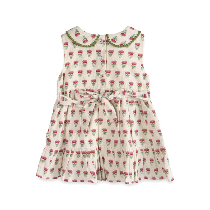 Mia Block Print Floral Baby Dress + Bloomer (Organic)