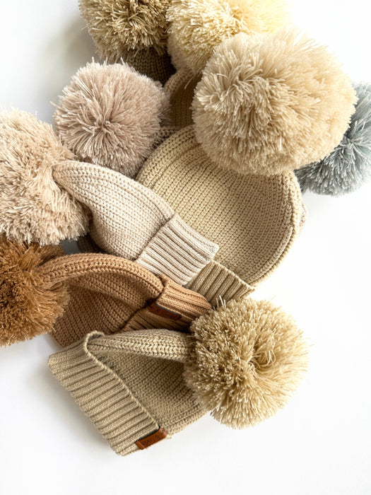Cotton Knit Pom Beanie