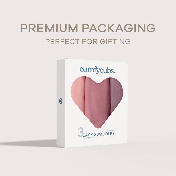 Easy Swaddle Blanket, 3 Pack - 100% Cotton by Comfy Cubs