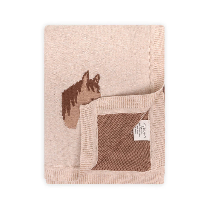 Viverano Organics Horse Dreams - Organic Cotton Jacquard Knit Baby Blanket