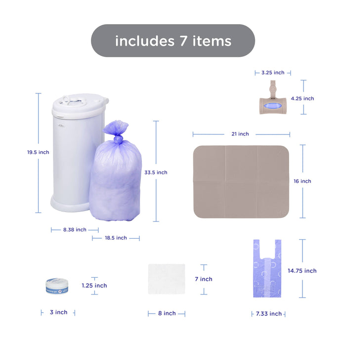 Ubbi Diaper Pail Gift Set, White