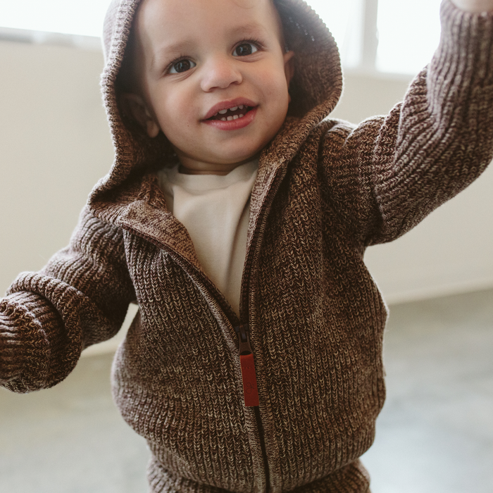 goumikids Cotton Kids Knit Hoodie - Bark