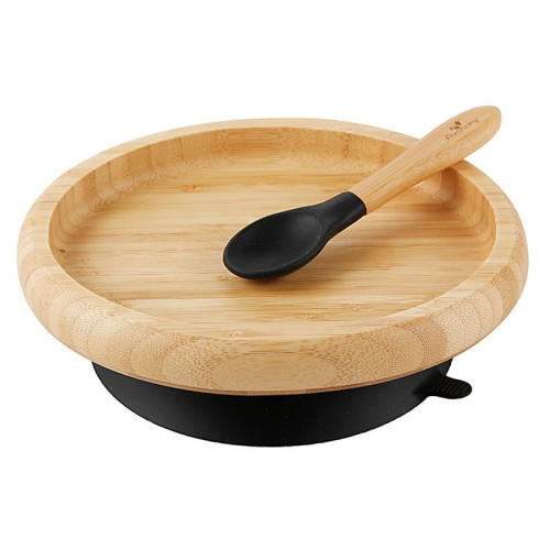 Avanchy Bamboo Suction Classic Plate + Spoon