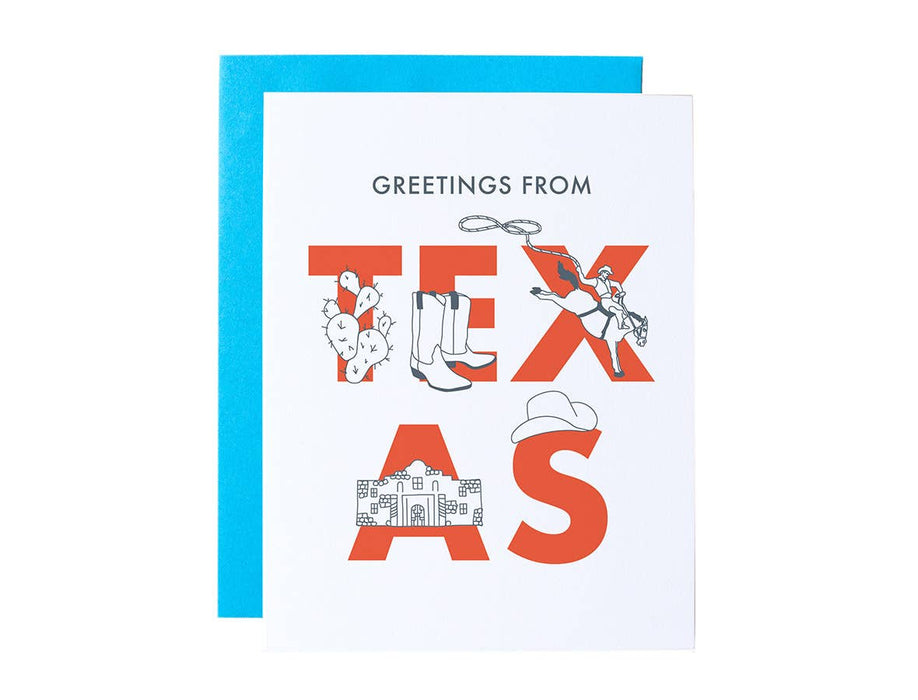 Maptote Texas Font Greeting Card