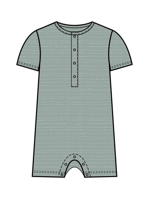 Colored Organics Baby Mason Short Sleeve Romper - Pebble / Jade