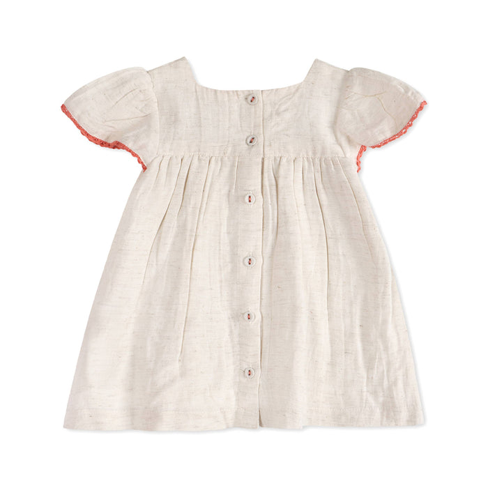 Gabi Embroidered Baby Dress + Bloomer (Linen Blend)