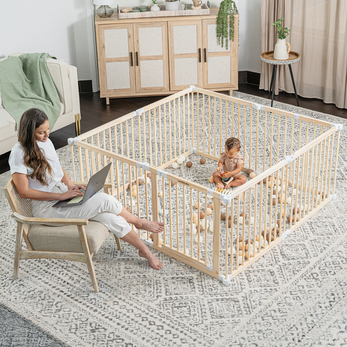 Baby Gate Playpen - Pine Wood Foldable Playpen by Comfy Cubs