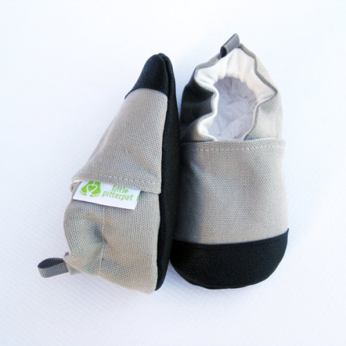 Little Pitterpat Gray Canvas Non-Slip Soft Sole Shoes