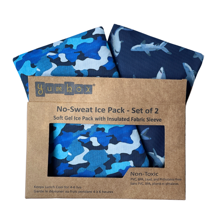 Gel Ice Packs in Fabric Sleeves 2-Pack - Sharks & Camouflage