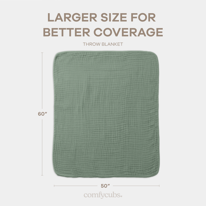 Muslin Blanket for Adults, 6-Layer Bedding by Comfy Cubs