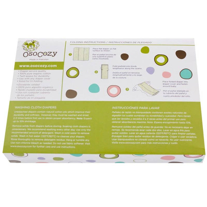 OsoCozy Organic Cotton Prefold Cloth Diapers - 6 packs