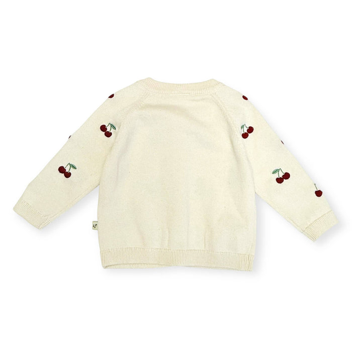 Cherry Embroidered Sweater Knit Baby Cardigan (Organic)