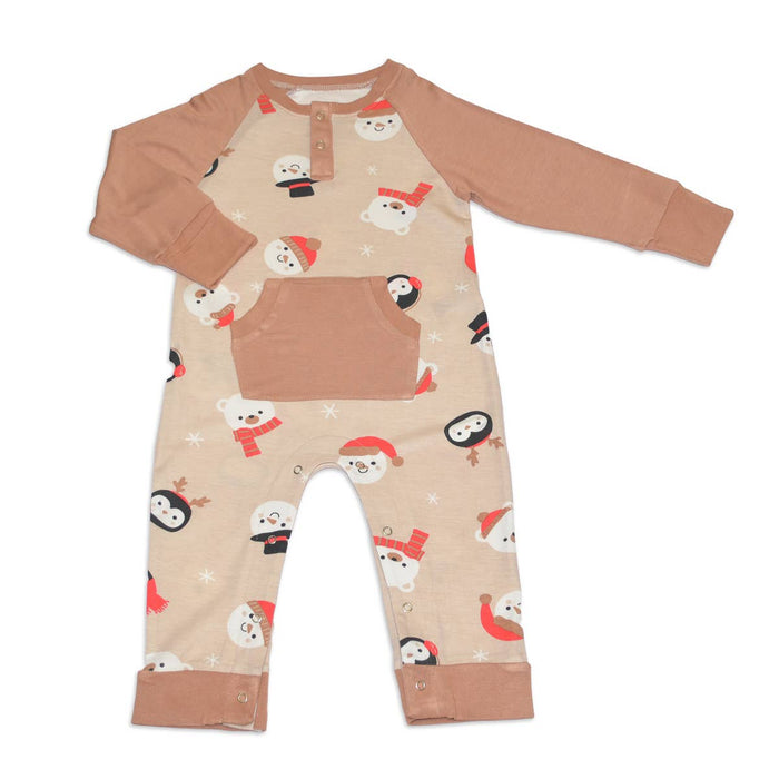 Silkberry Baby Bamboo Long Sleeve Romper w/Kangaroo Pocket