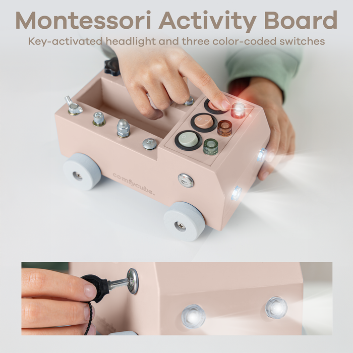 Busy Board Truck Toy Set with LED Light Switch for Kids 3+