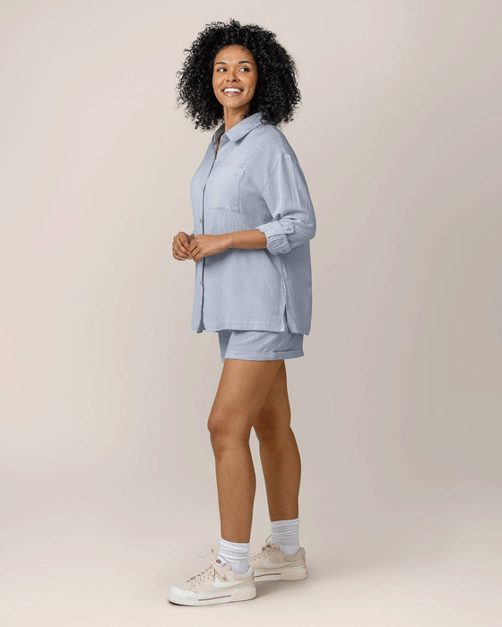 Kindred Bravely Reese Oversized Linen Button Down Shirt | French Blue