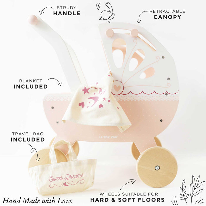 Le Toy Van Retro Wooden Doll Pram