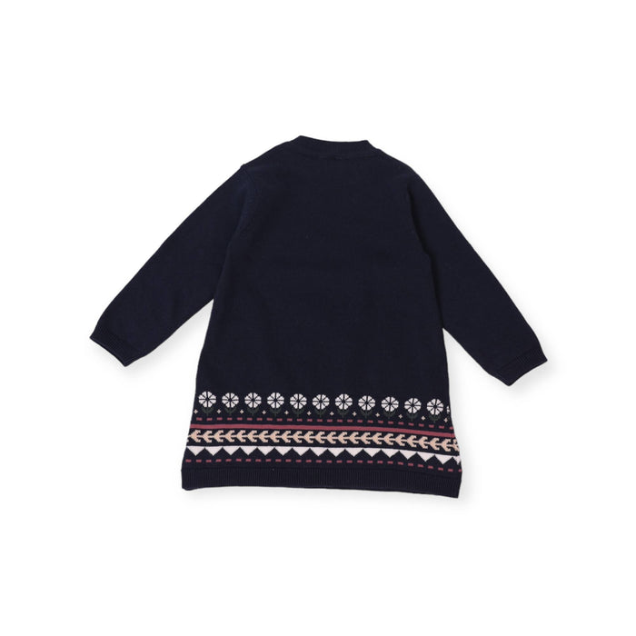 Fair Isle Baby Girl Sweater Knit Dress (Organic Cotton)