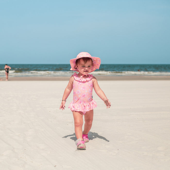 iPlay Ruffle Swimsuit with Built-In Swim Diaper (Coral Hibiscus)