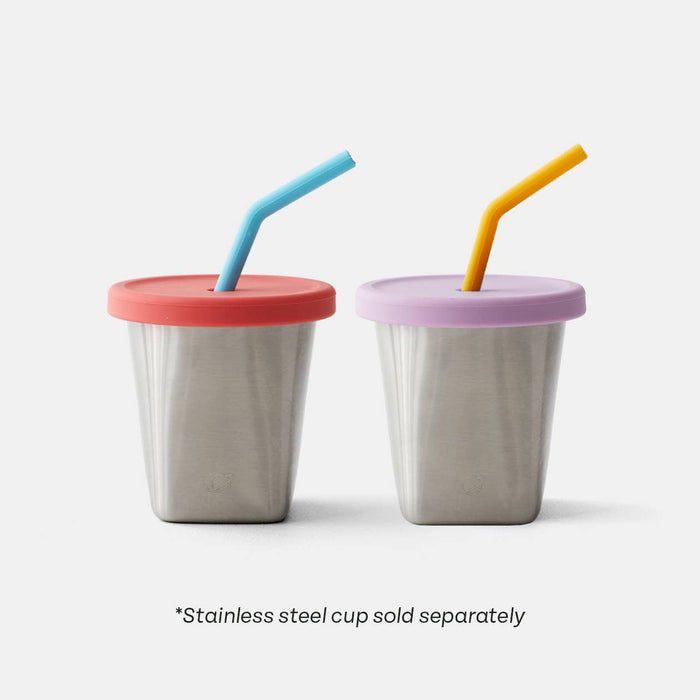 PlanetBox Silicone Straw and Lid Set - Sunset