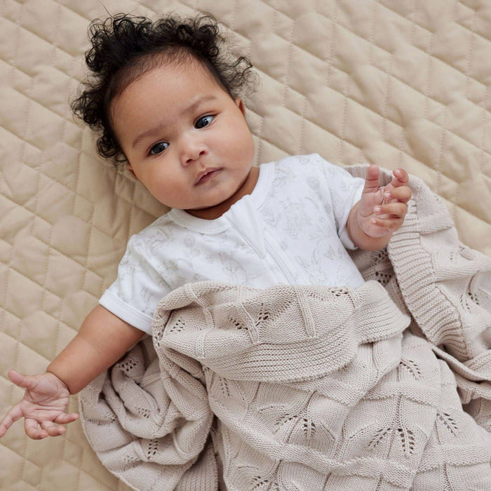 Oatmeal Leaf Knit Blanket