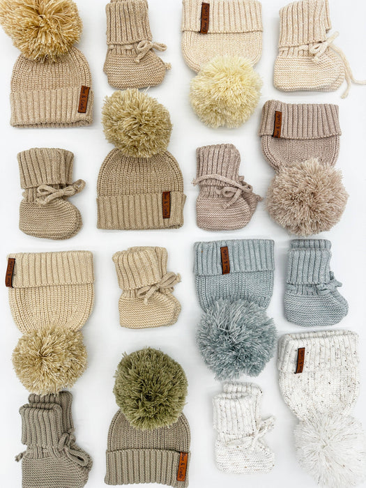 Cotton Knit Pom Beanie