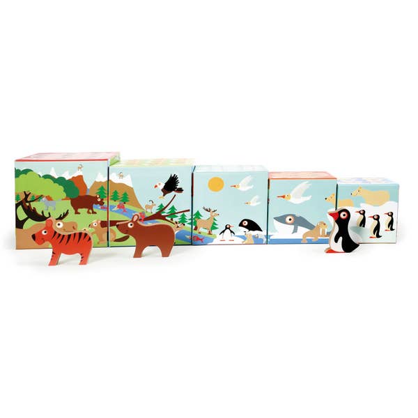 Scratch Europe Animals of the World with Wood Animals Stacking Tower