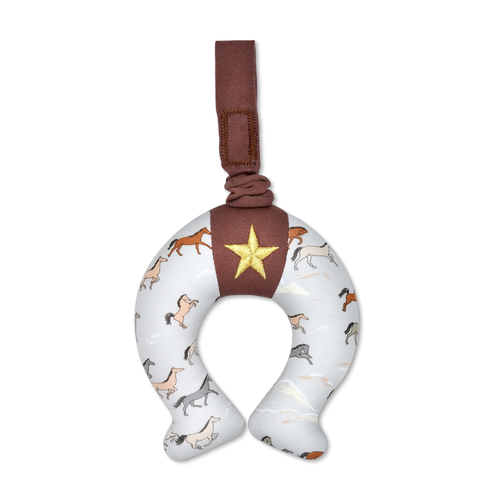 Horseshoe Stroller Toy - Wild Horses Pattern