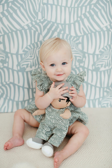 Zebra Print Muslin Doll Coverall