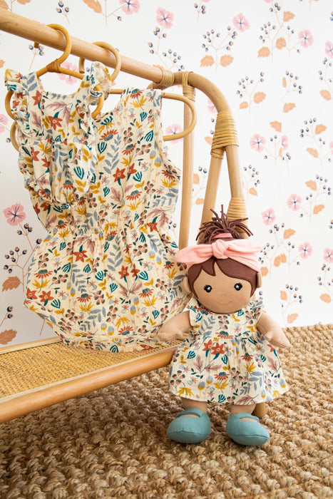 Earthtone Floral Muslin Doll Dress