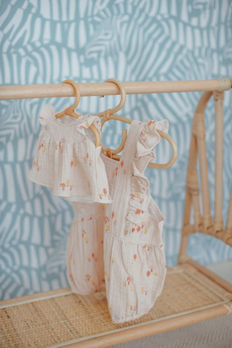 Mini Mushroom Muslin Flutter Sleeve Romper