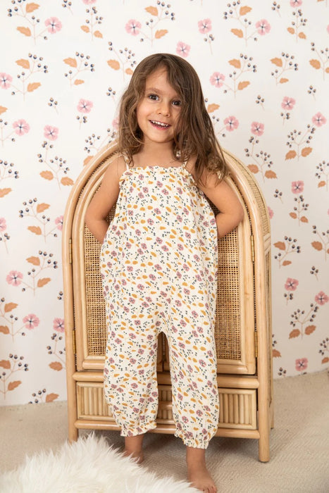 Pink Flower Muslin Tie Shoulder Jumpsuit