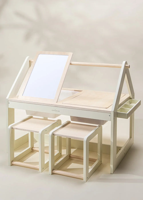 Coco Village Multifunction Wooden Art & Sensory Table with Stools