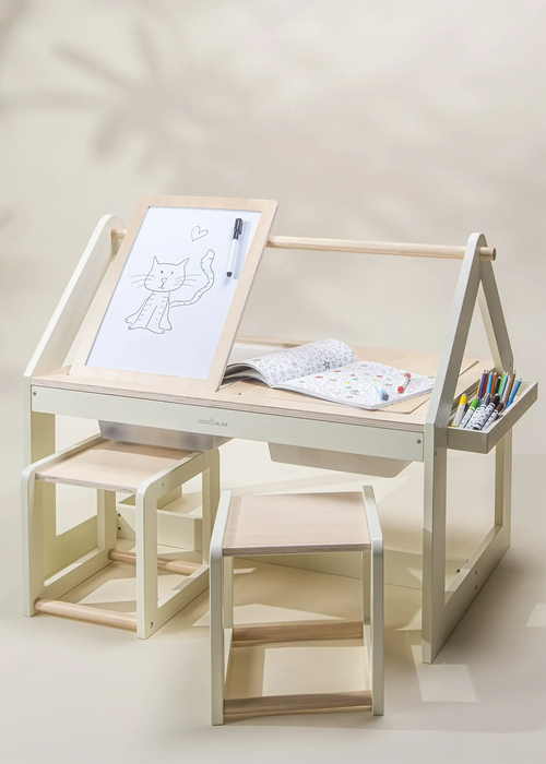Coco Village Multifunction Wooden Art & Sensory Table with Stools