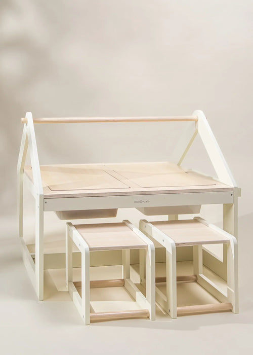 Coco Village Multifunction Wooden Art & Sensory Table with Stools