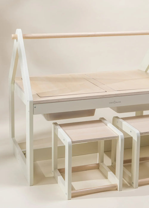 Coco Village Multifunction Wooden Art & Sensory Table with Stools