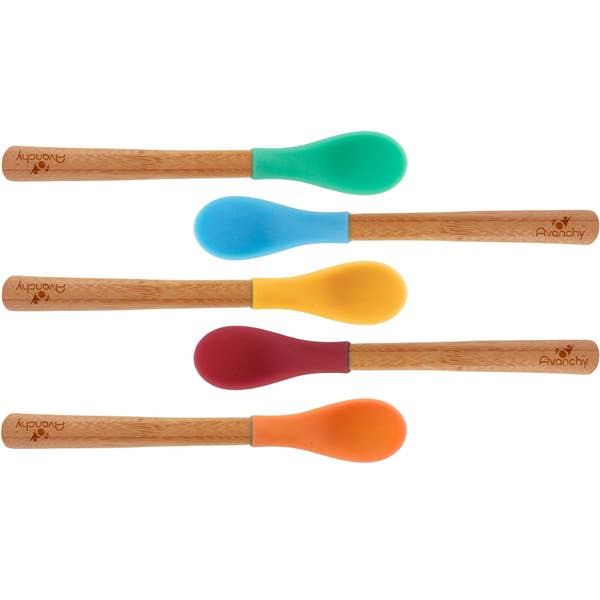 Avanchy Bamboo and Silicone Infant Spoons